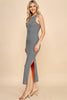 High Neck Side-Slit Maxi Dress