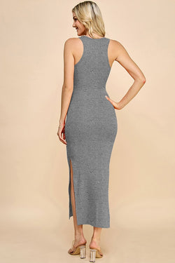 High Neck Side-Slit Maxi Dress