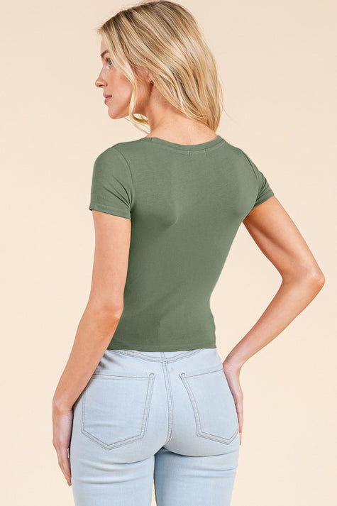 Scoop Neck Fitted Crop Top