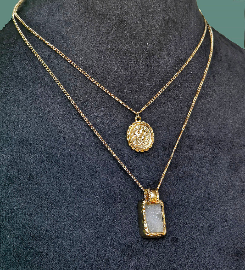 Blushy Stone Pendant Necklace - MELYSE