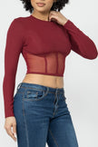 Corset Style Long Sleeve Crop Top