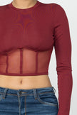 Corset Style Long Sleeve Crop Top
