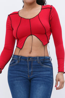 OUTSTITCH BOTTOM CUT CROP TOP