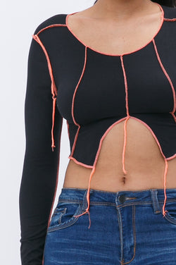 OUTSTITCH BOTTOM CUT CROP TOP