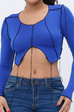 OUTSTITCH BOTTOM CUT CROP TOP