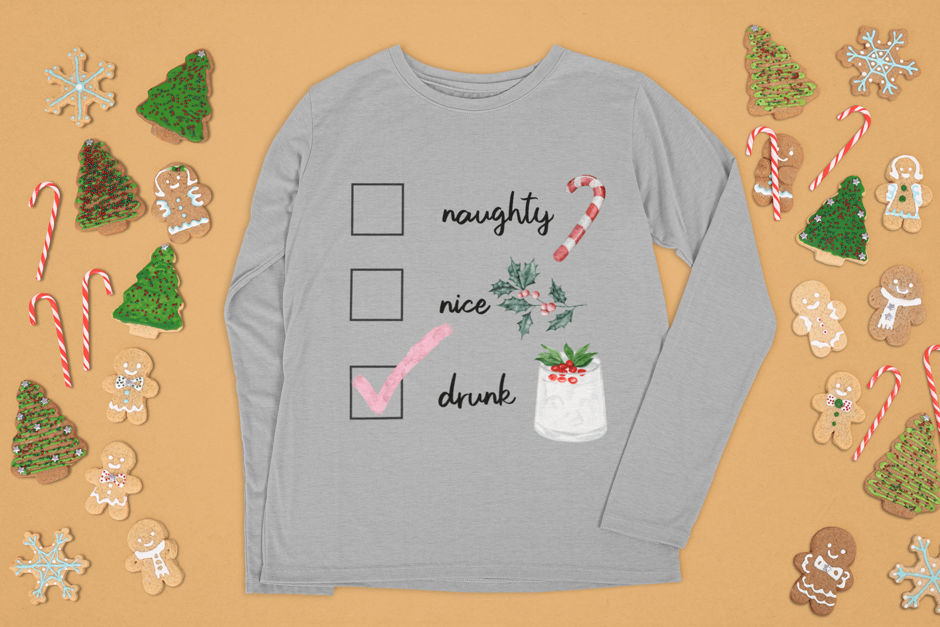 Holiday Checklist Long Sleeve Tee - MELYSE
