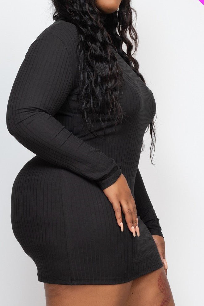 Mock Neck Ribbed Mini Dress - MELYSE