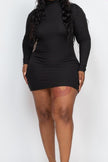 Mock Neck Ribbed Mini Dress - MELYSE