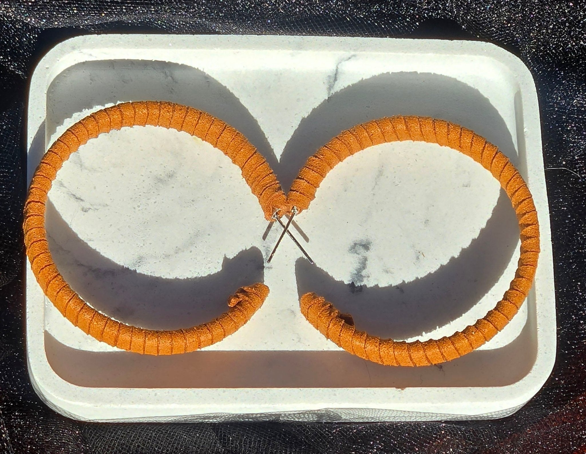 Suede Leather Wrapped Hoop Earrings - MELYSE