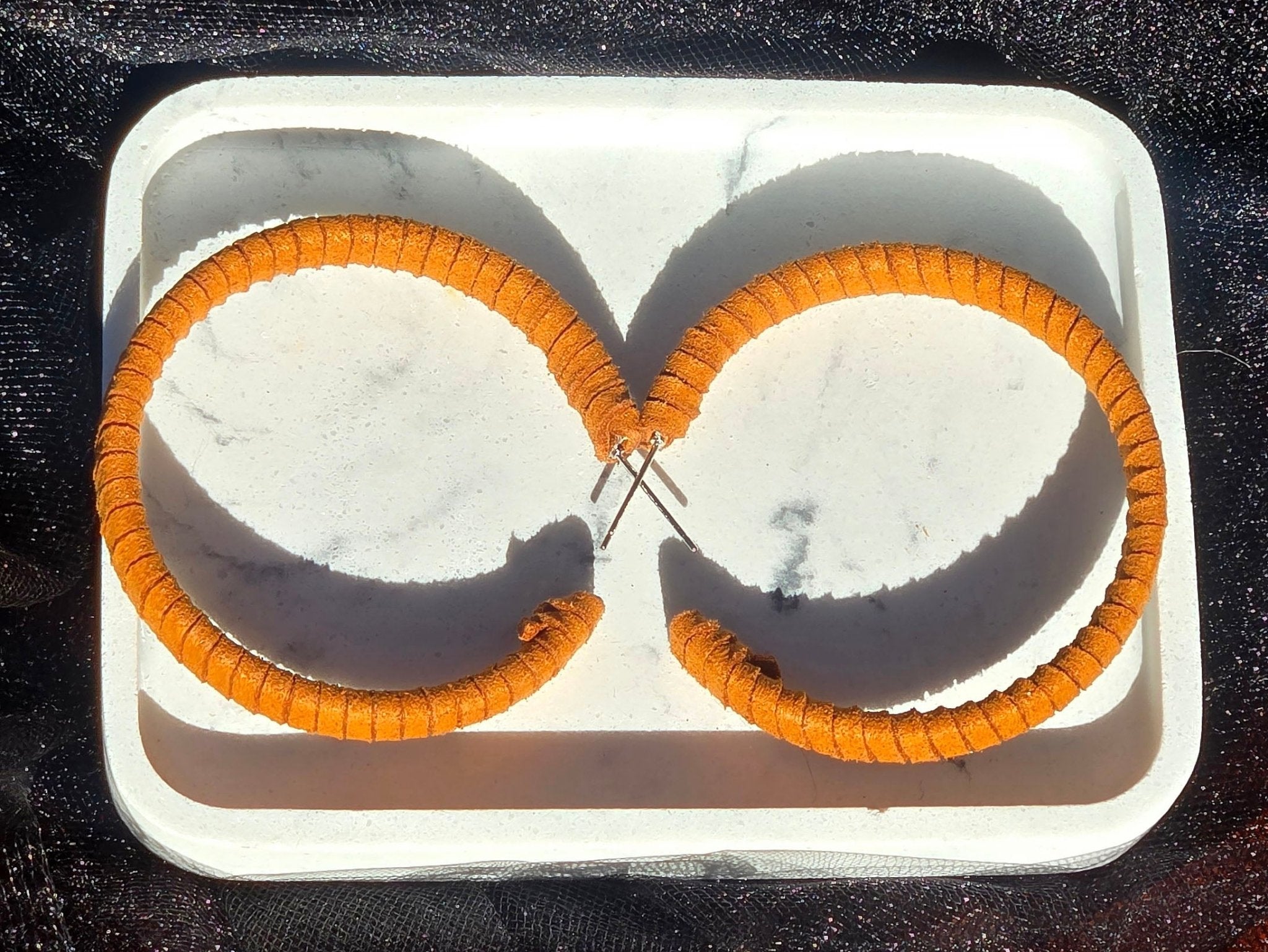 Suede Leather Wrapped Hoop Earrings - MELYSE