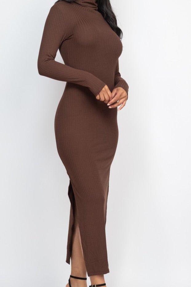 Turtle Neck Ribbed Maxi Dress - MELYSE