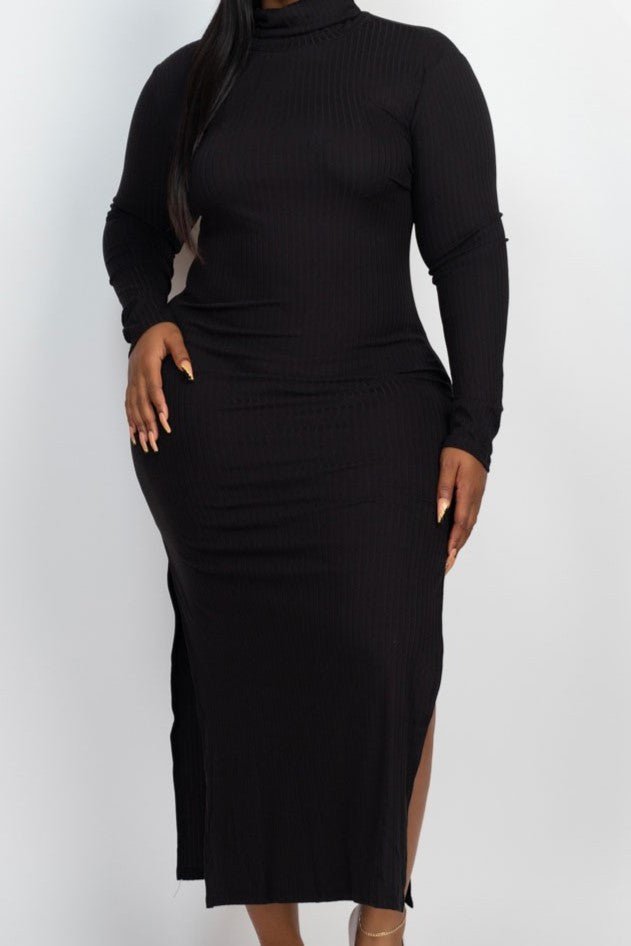 Turtle Neck Ribbed Maxi Dress - MELYSE