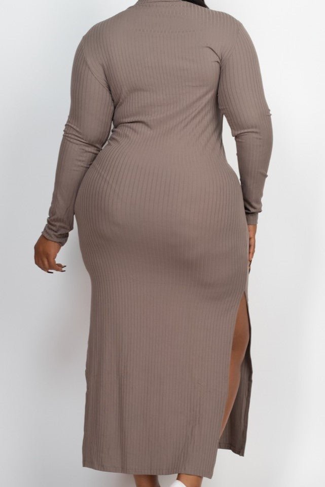 Turtle Neck Ribbed Maxi Dress - MELYSE