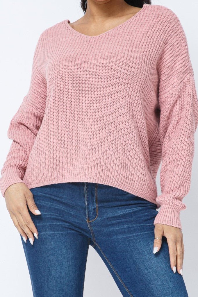 Twist Open Back Cozy Sweater - MELYSE