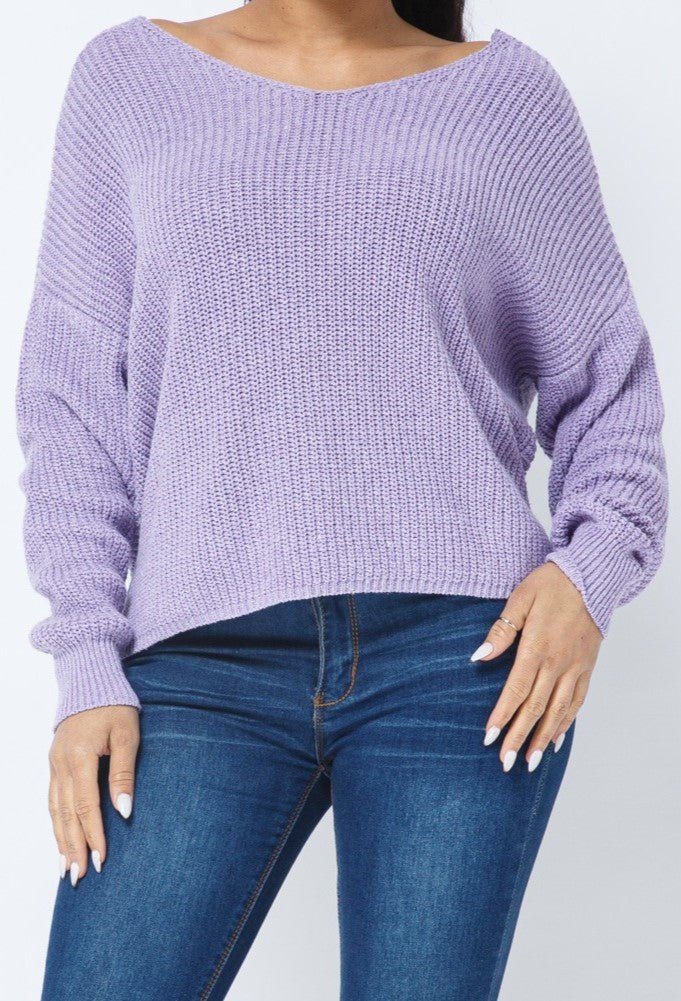 Twist Open Back Cozy Sweater - MELYSE