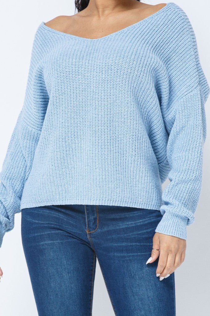 Twist Open Back Cozy Sweater - MELYSE