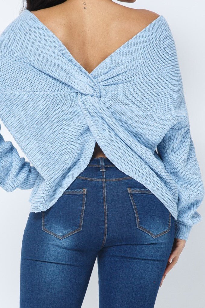 Twist Open Back Cozy Sweater - MELYSE