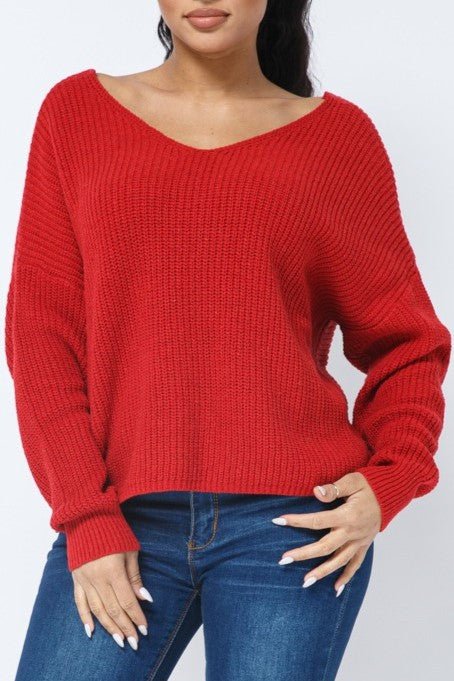Twist Open Back Cozy Sweater - MELYSE