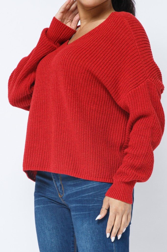 Twist Open Back Cozy Sweater - MELYSE