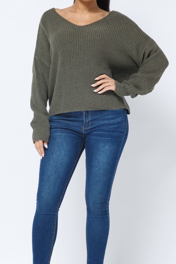 Twist Open Back Cozy Sweater - MELYSE