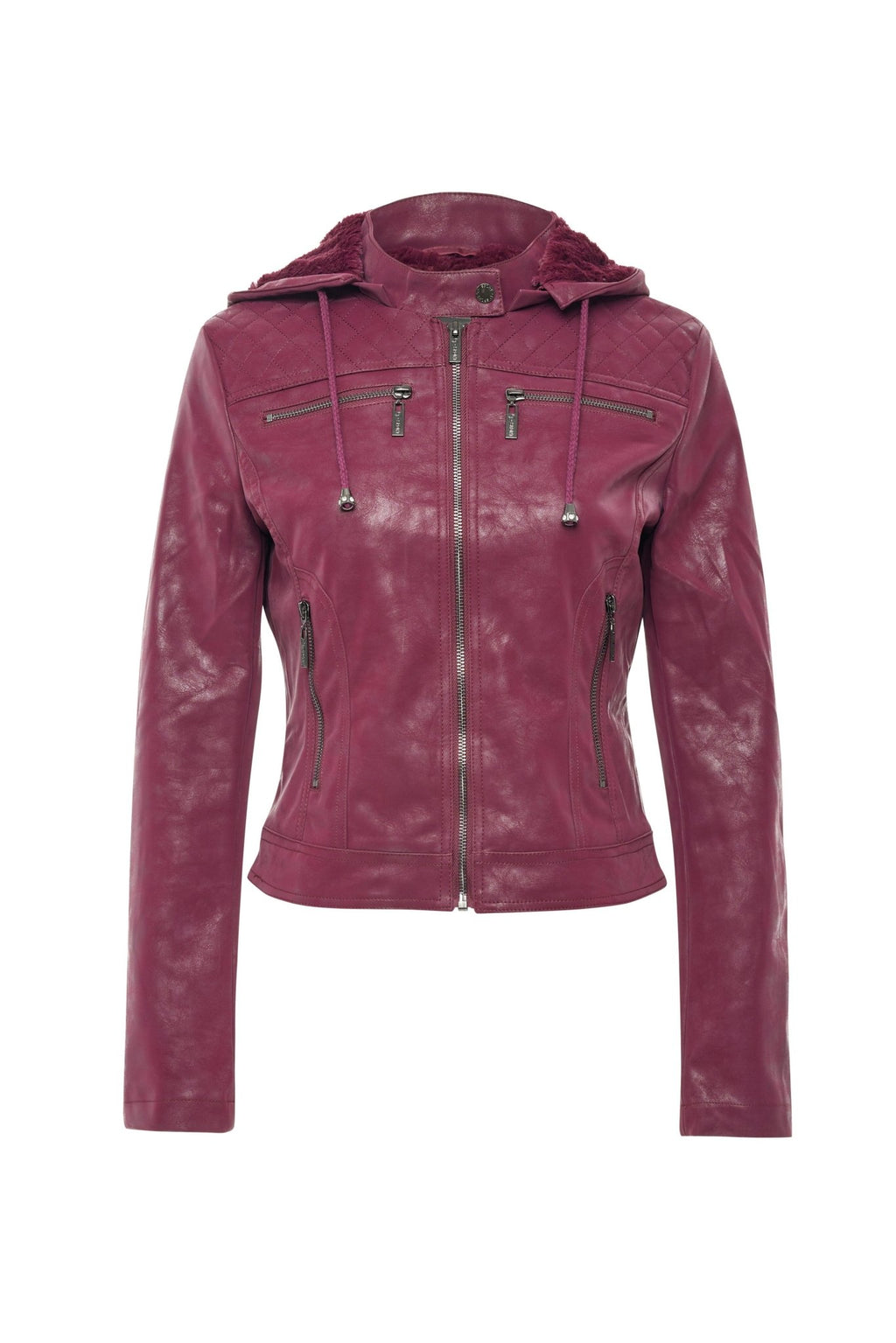 Vegan Leather Hooded Jacket - MELYSE