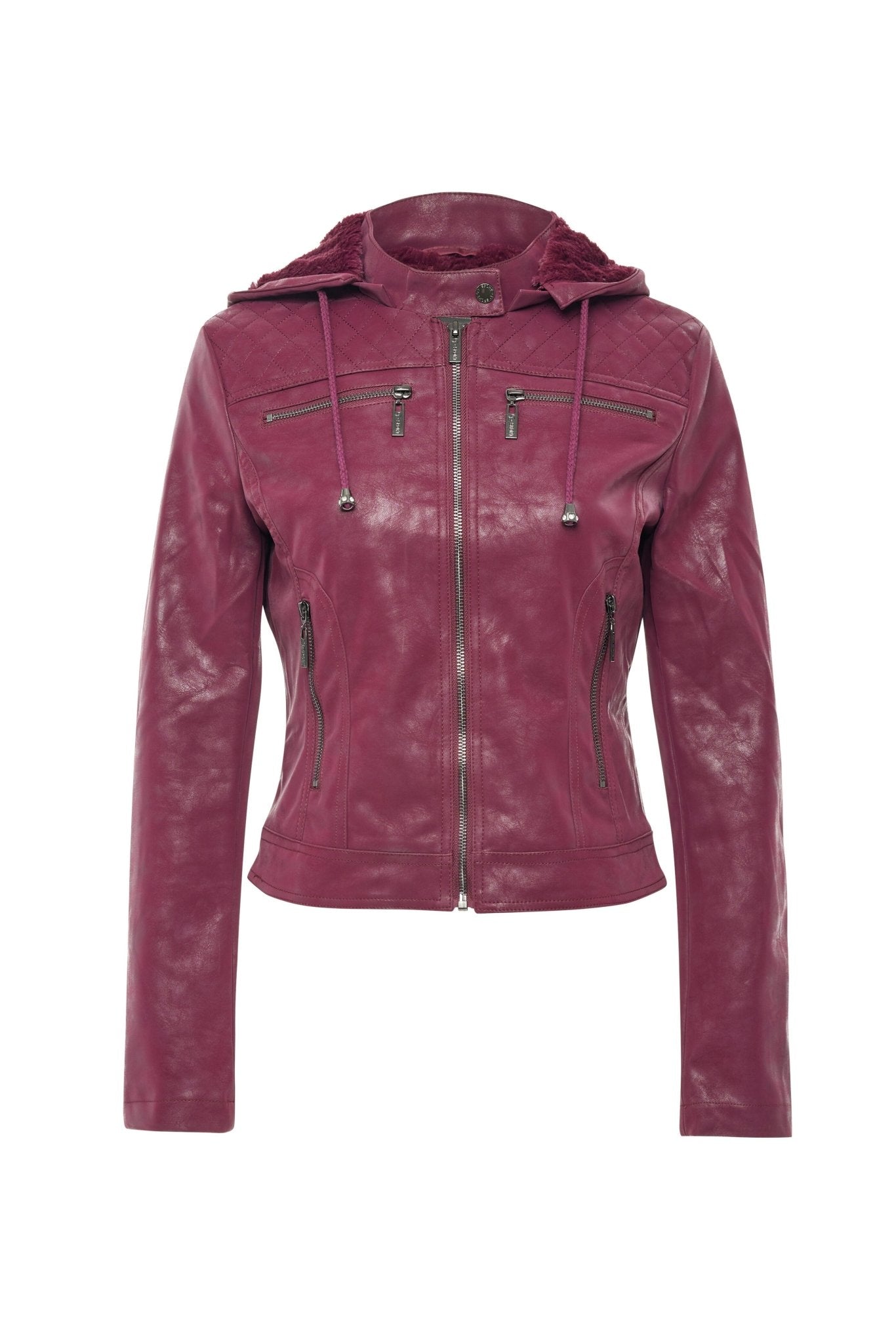 Vegan Leather Hooded Jacket - MELYSE