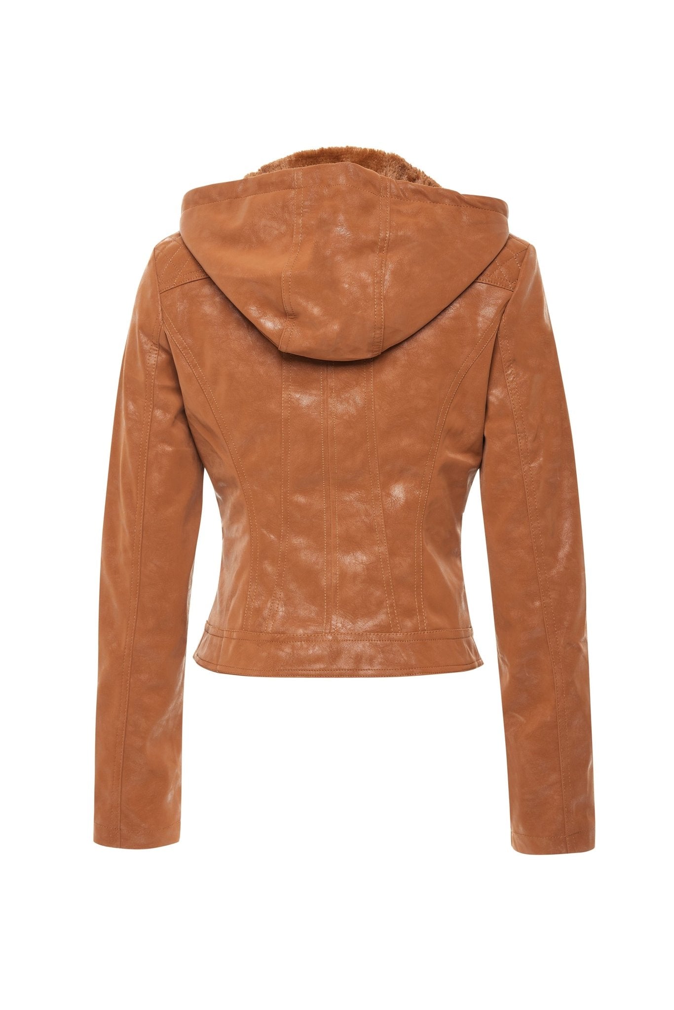 Vegan Leather Hooded Jacket - MELYSE