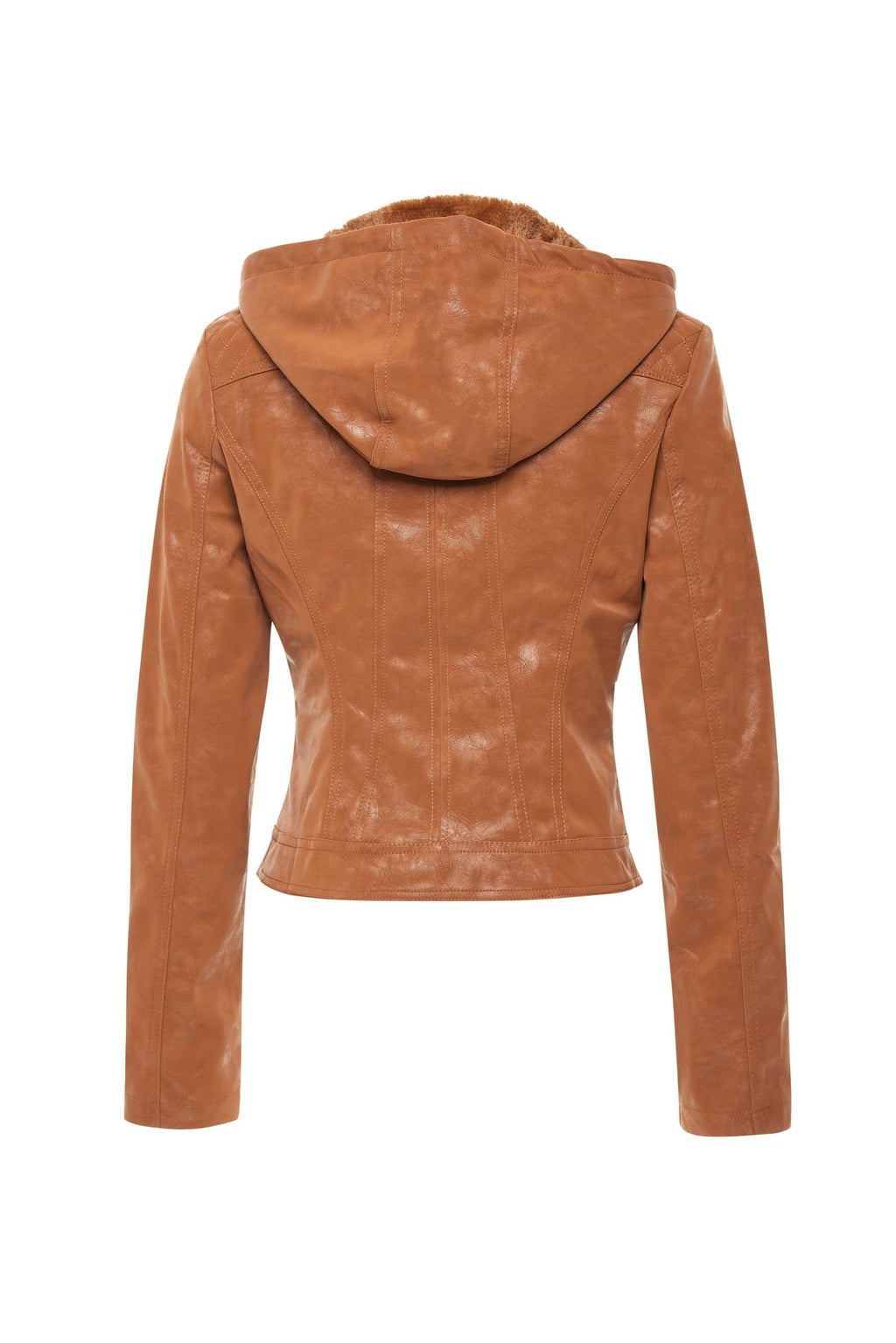 Vegan Leather Hooded Jacket - MELYSE