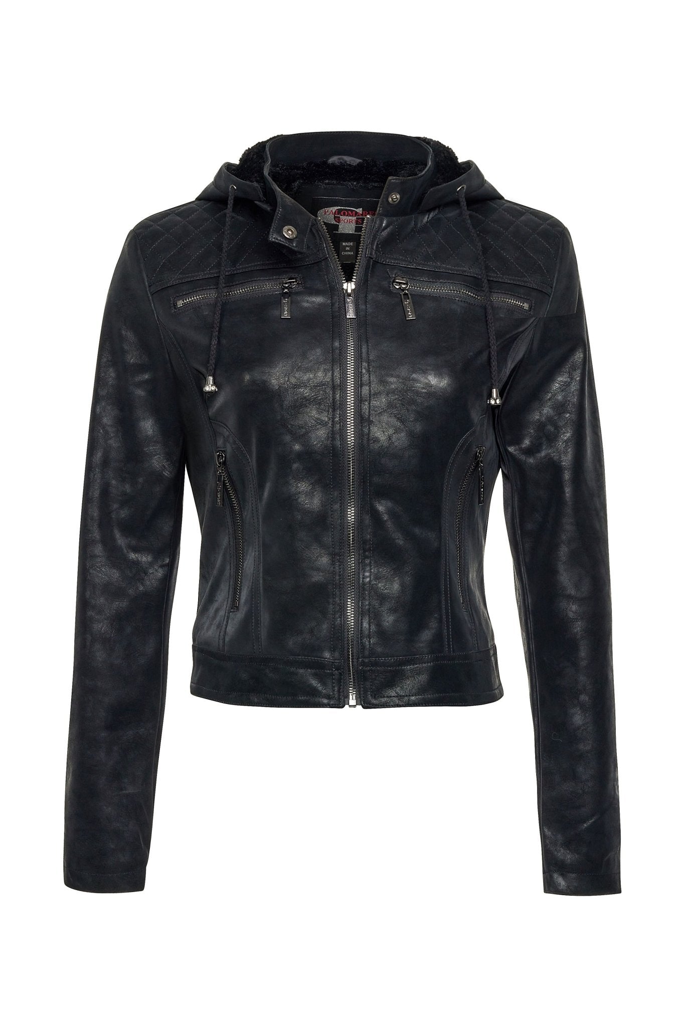 Vegan Leather Hooded Jacket - MELYSE
