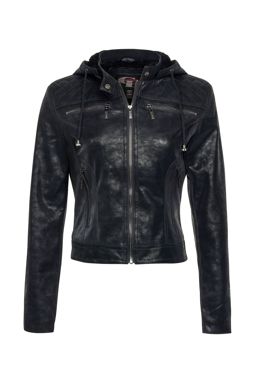 Vegan Leather Hooded Jacket - MELYSE