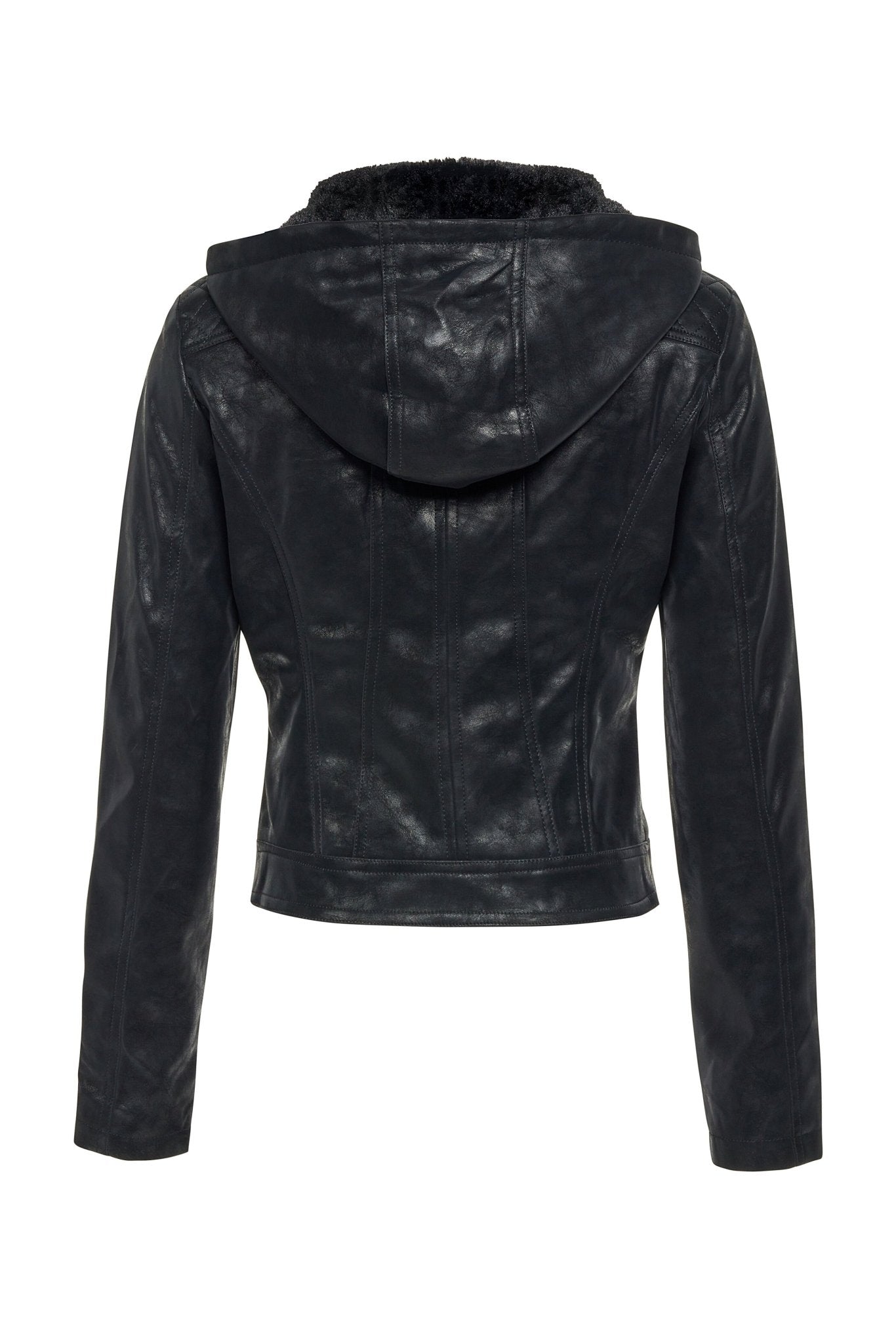Vegan Leather Hooded Jacket - MELYSE