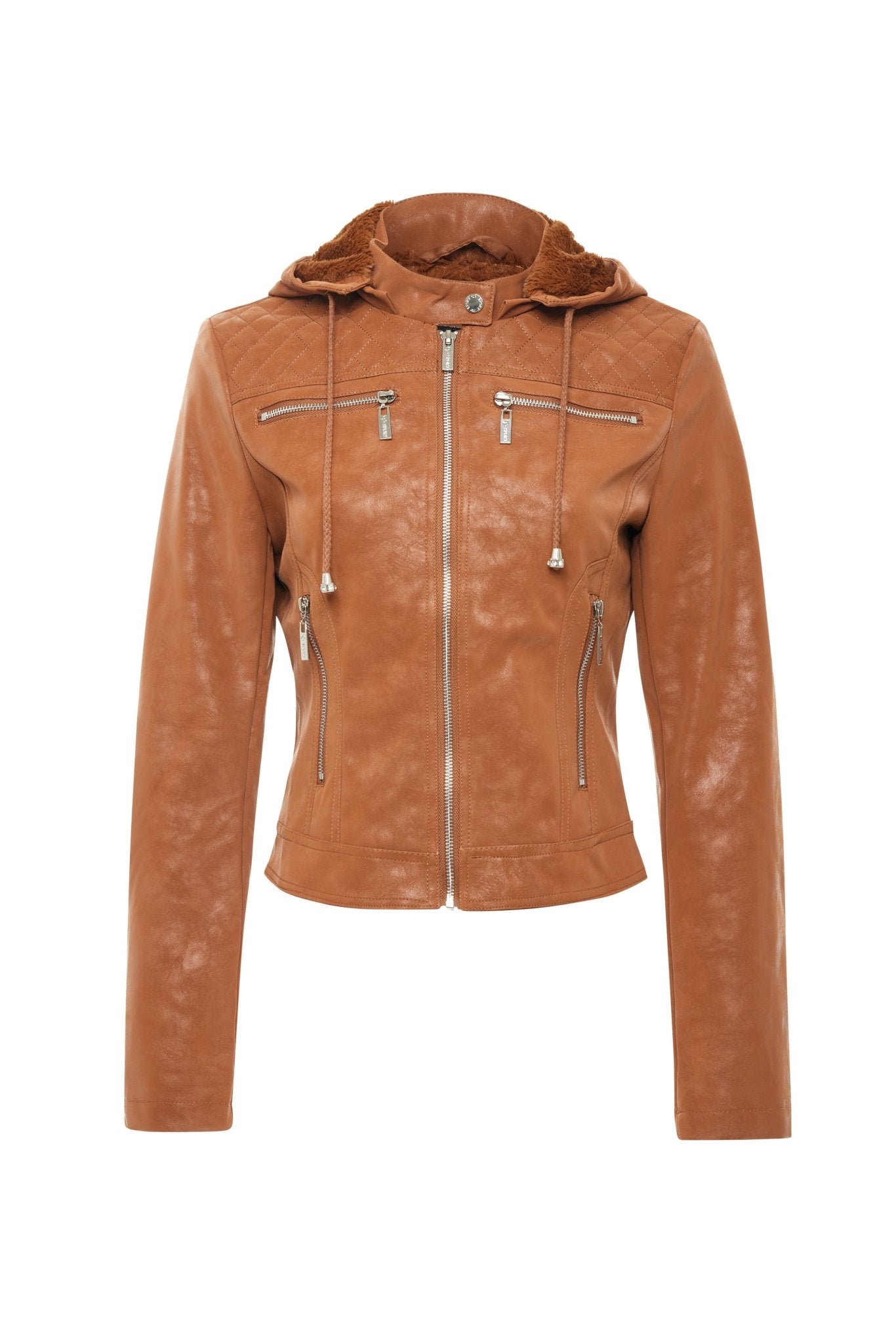 Vegan Leather Hooded Jacket - MELYSE